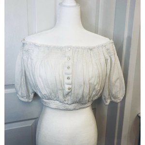 We The Free Dancing Til Dawn Gauze Off The Shoulder Smock Crop Top Size Small